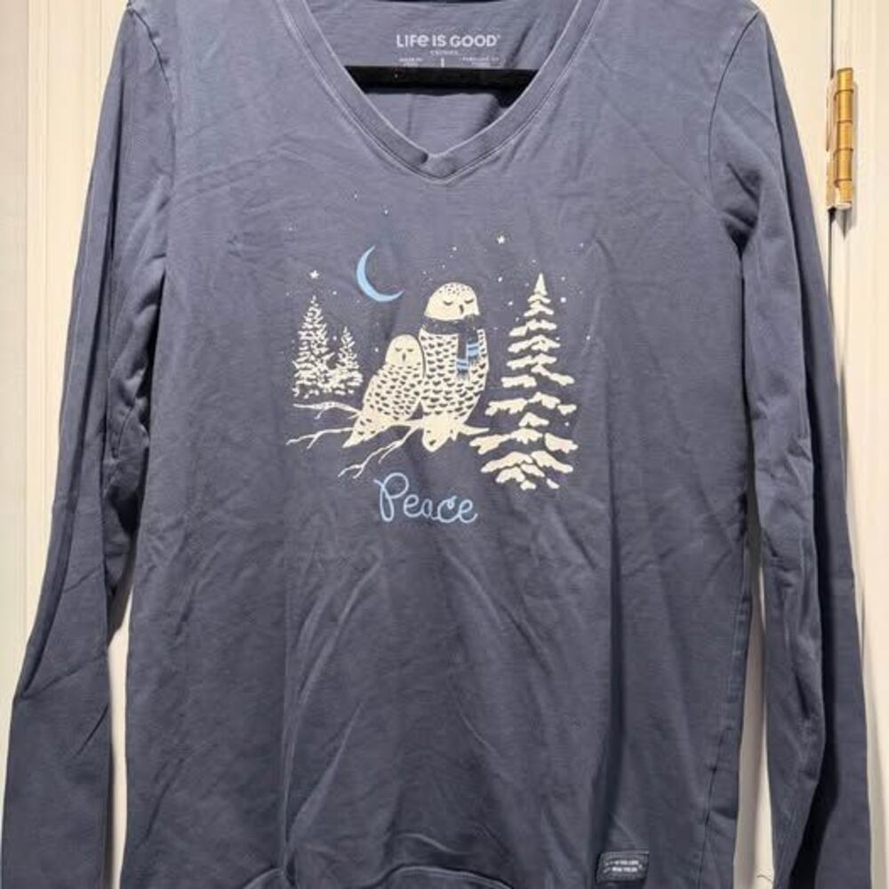 Life is Good Crusher Long Sleeve T-Shirt - Women's Large Holiday